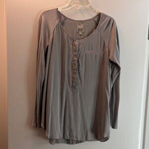 GO BY GO SILK Silver Long Sleeve Silk Top